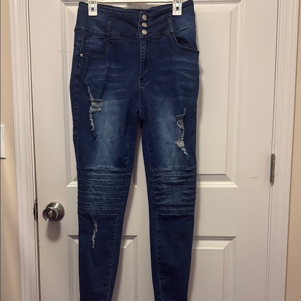Women's Distressed Blue Jeans